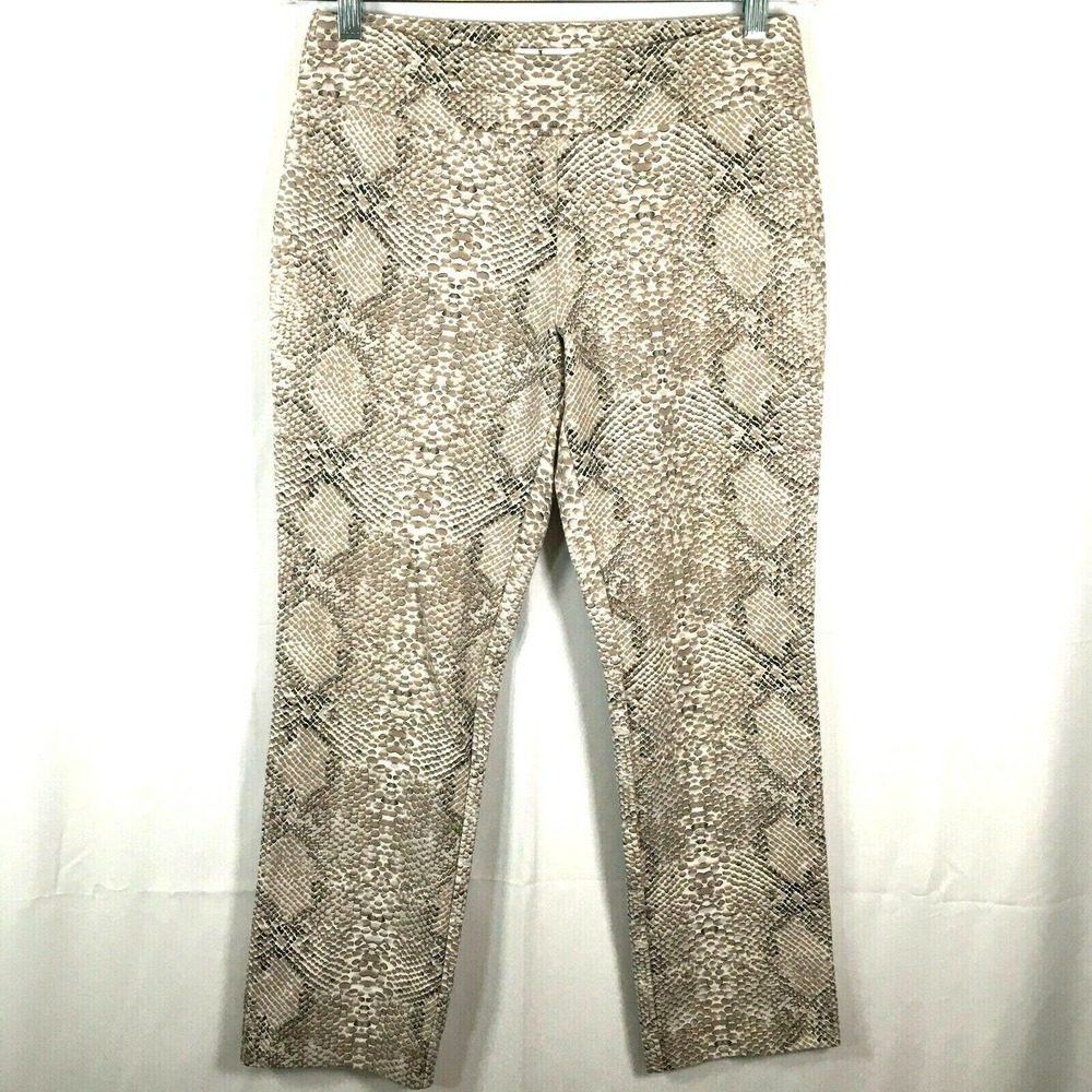 Lena Gabrielle Pants Womens Sz 6 Beige Snake Stretch Knit Straight Leg Pull On